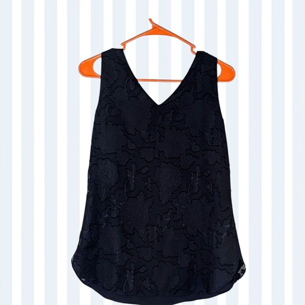 CHICO’S CONVERTIBLE TANK TOP POLYESTER CHIFFON Floral Black NWT SIZE 00 / XS